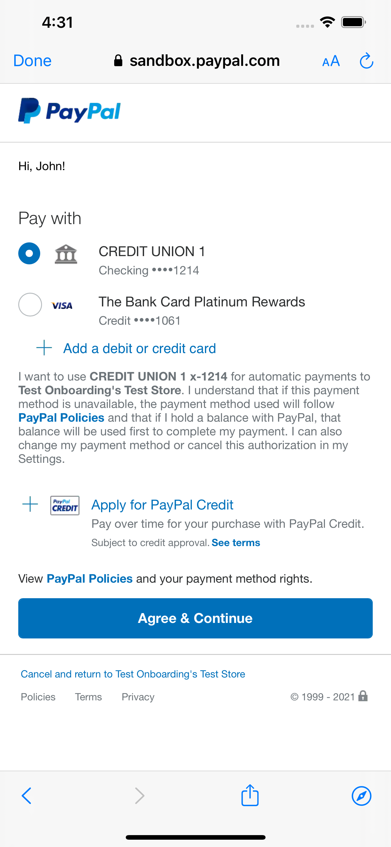 7 PayPal agreement