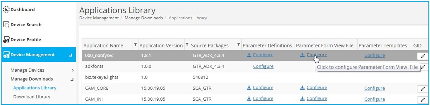 configure Parameter Form View file for an Application