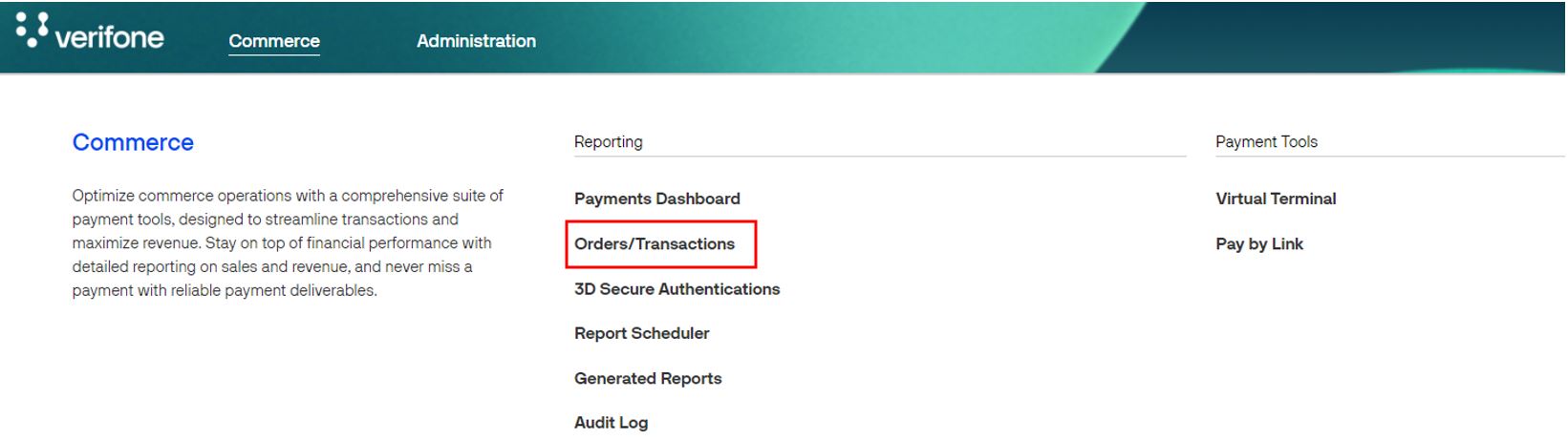 orders/transactions selection