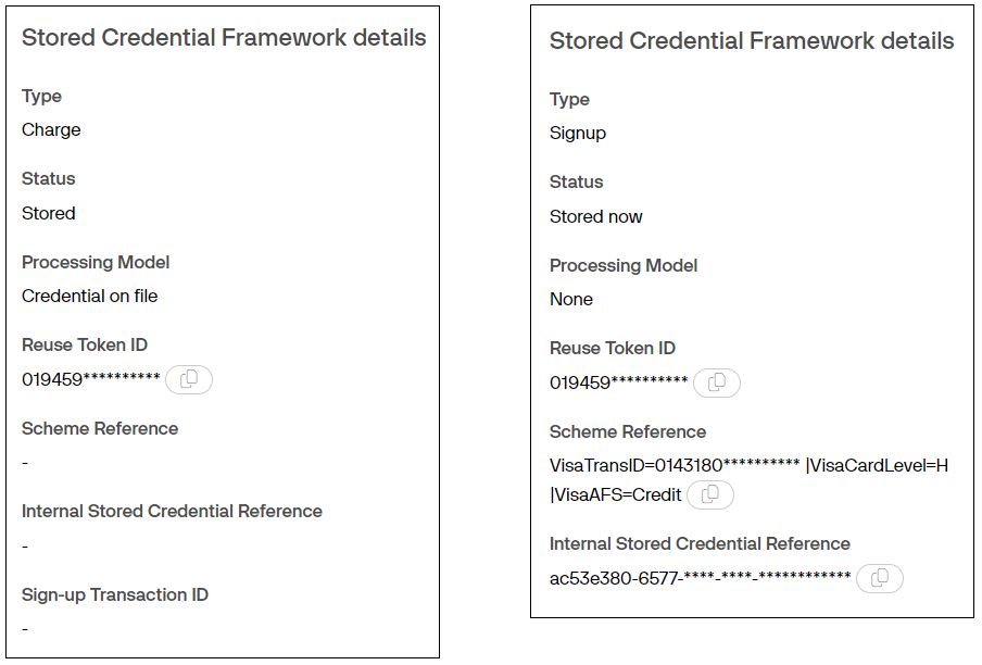 Stored Credentials Framework details