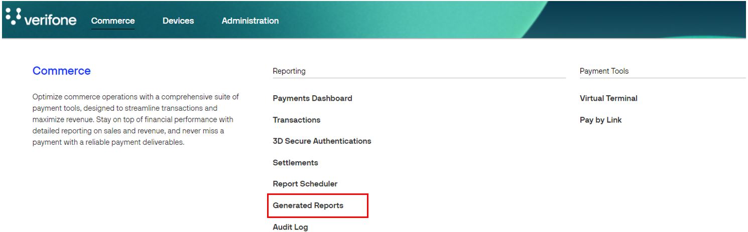 generated reports option