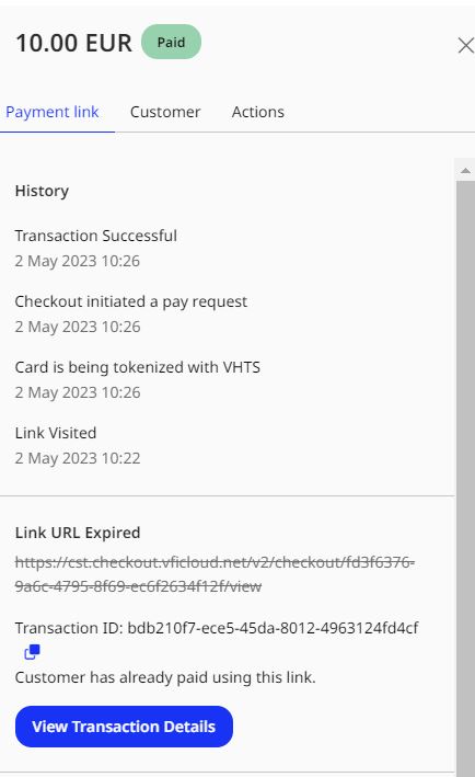 View transaction details button