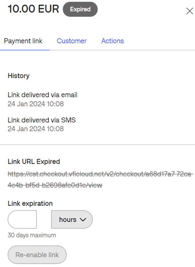 re-enabling a payment link