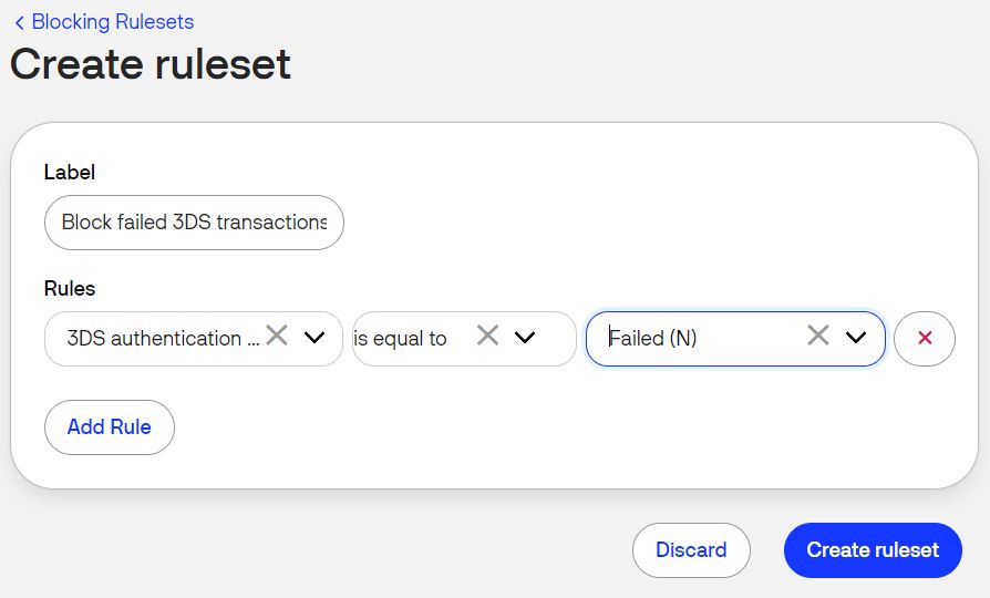 blocking ruleset for failed 3DS transactions