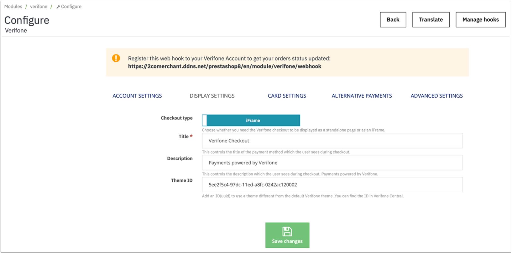 Prestashop Display settings