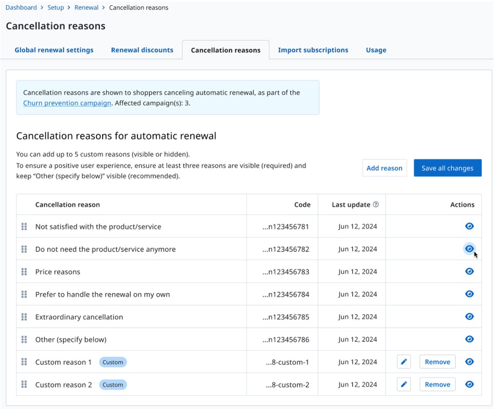 Show/hide reason