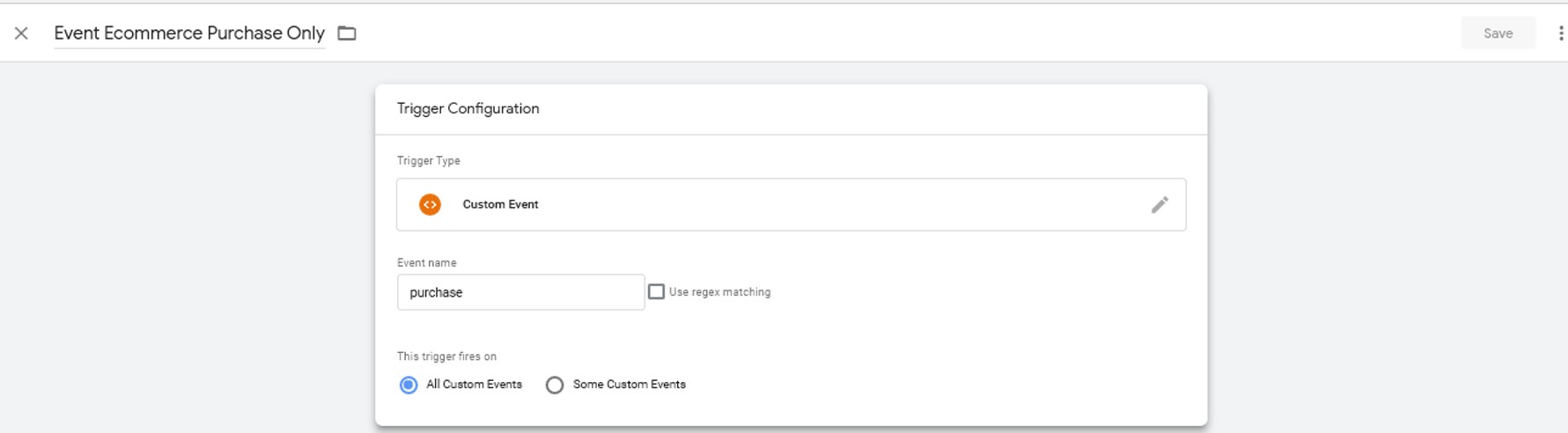 Event Ecommerce Purchase Only