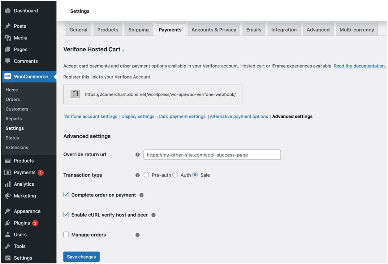 WC Advanced settings