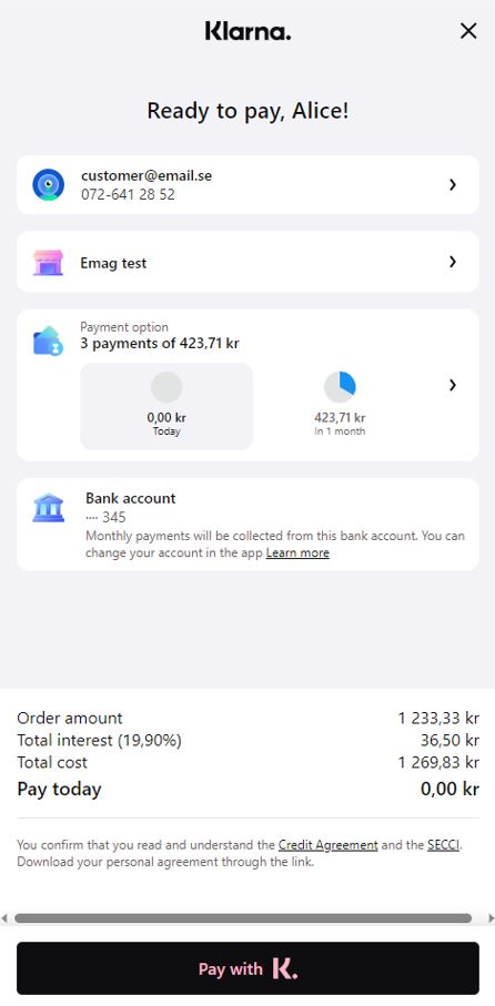 Pay over time confirm payment 