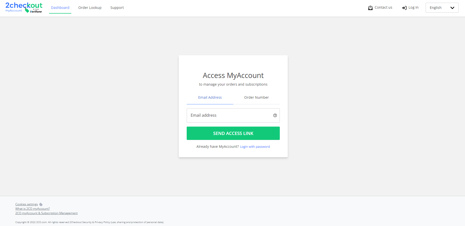 Accessing 2Checkout myAccount - by link