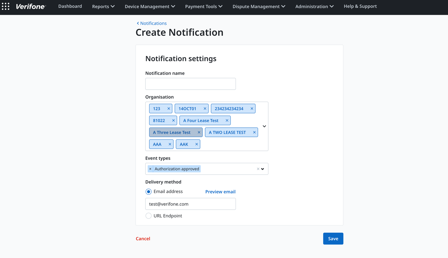 An option has been added to select multiple organisations when creating a notification