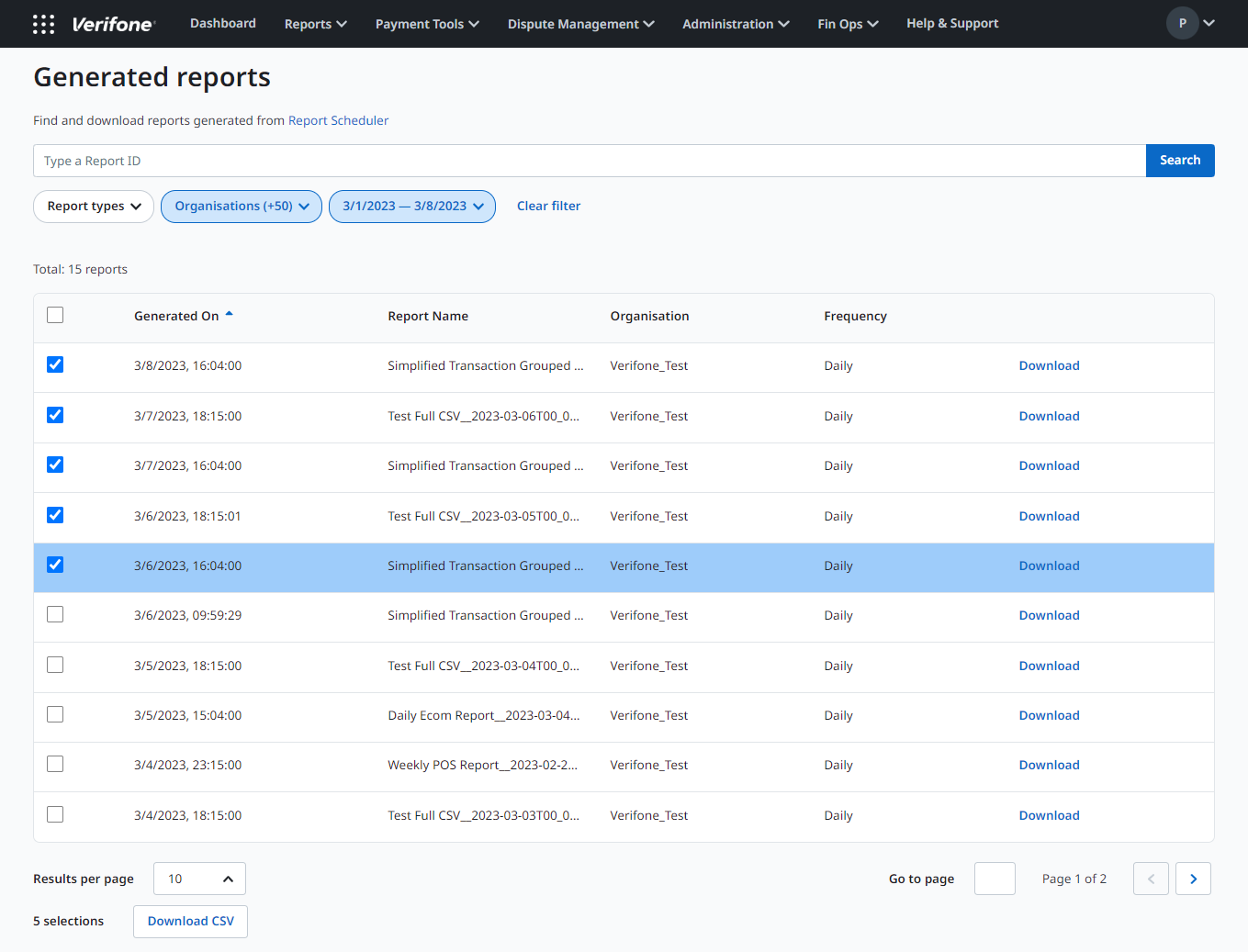 Select Multiple Reports