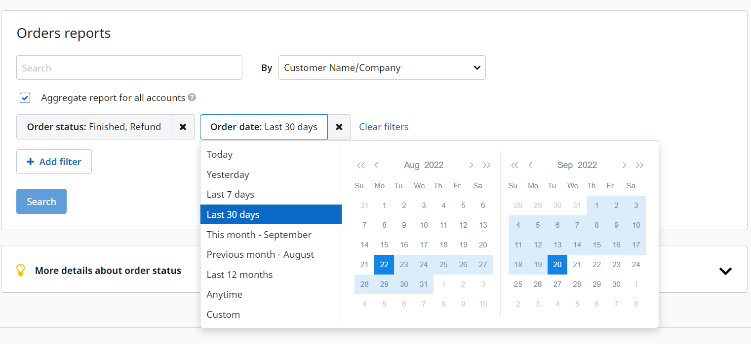 Order Search - Date