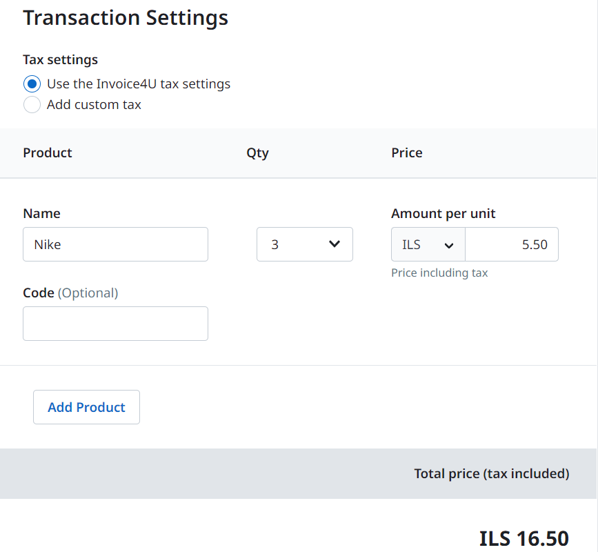 PBL transaction settings