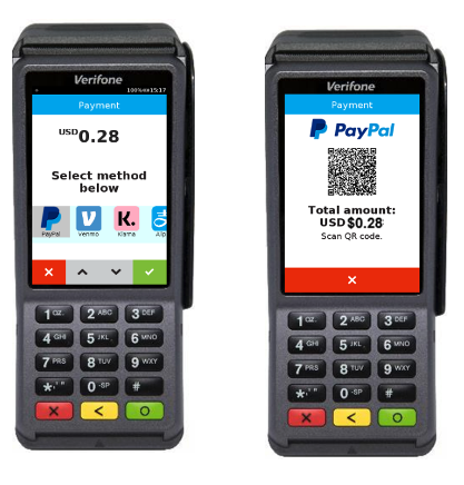 Select PayPal on terminal and view QR code
