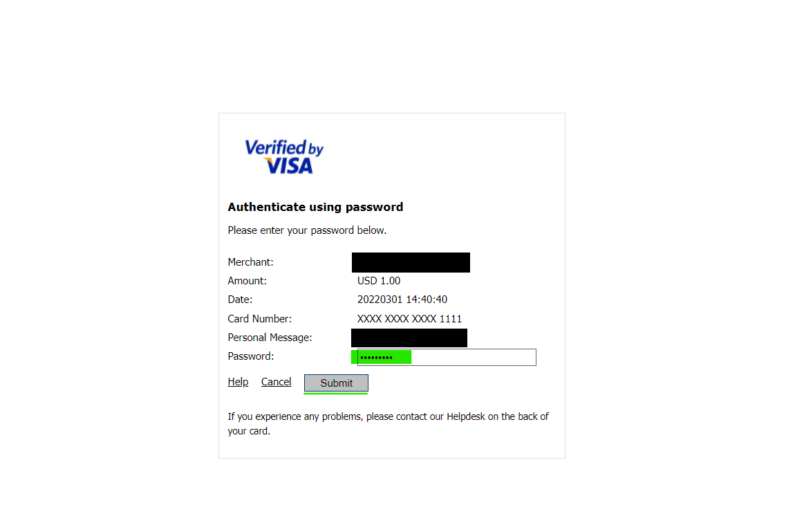 visa card details