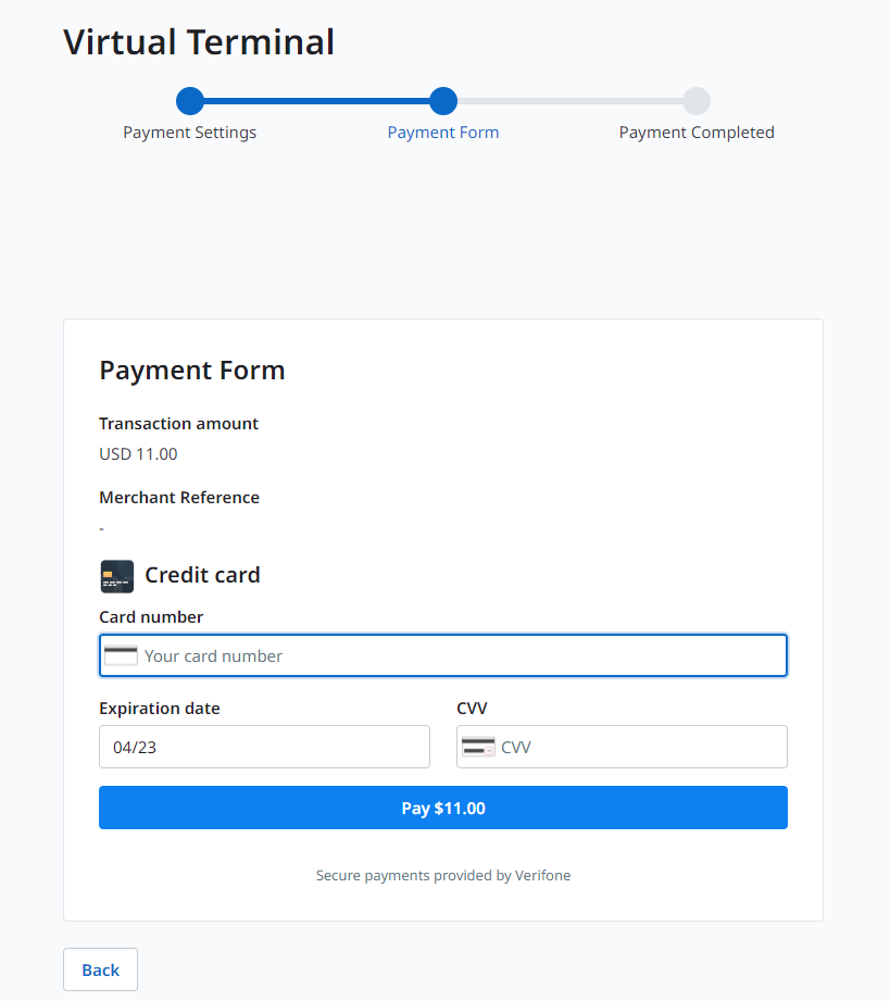virtual terminal payment form