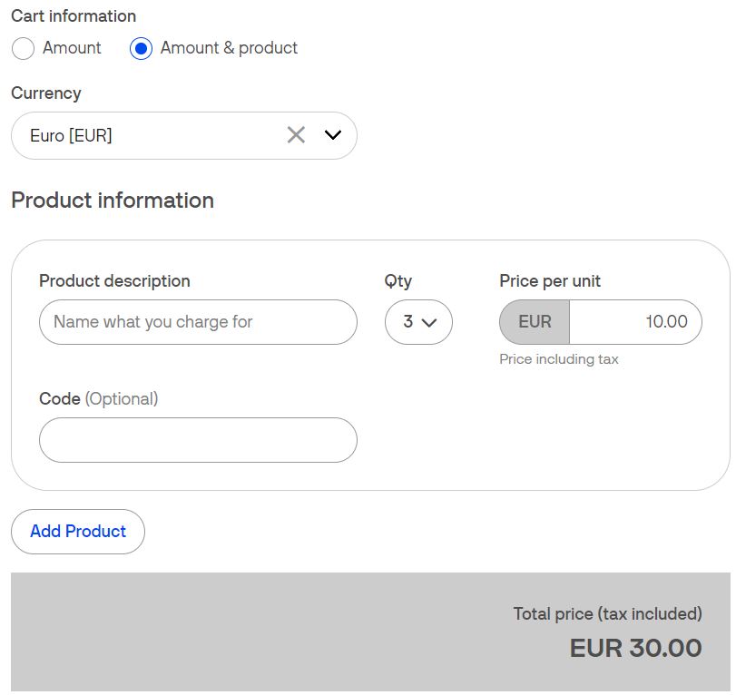 amount & product option