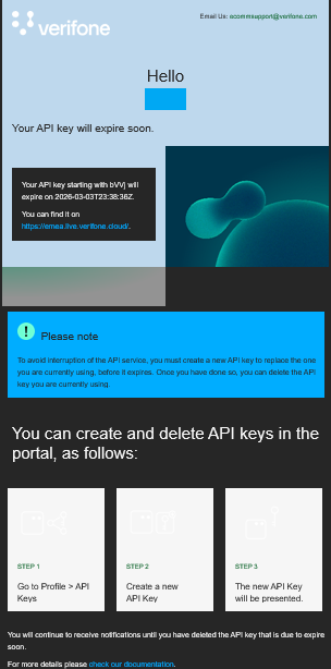 API key expiry notification email