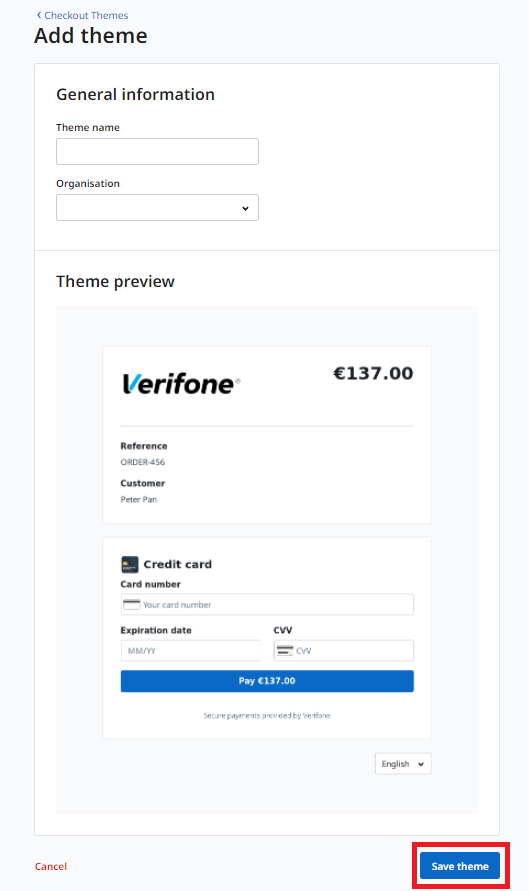 create and save checkout themes