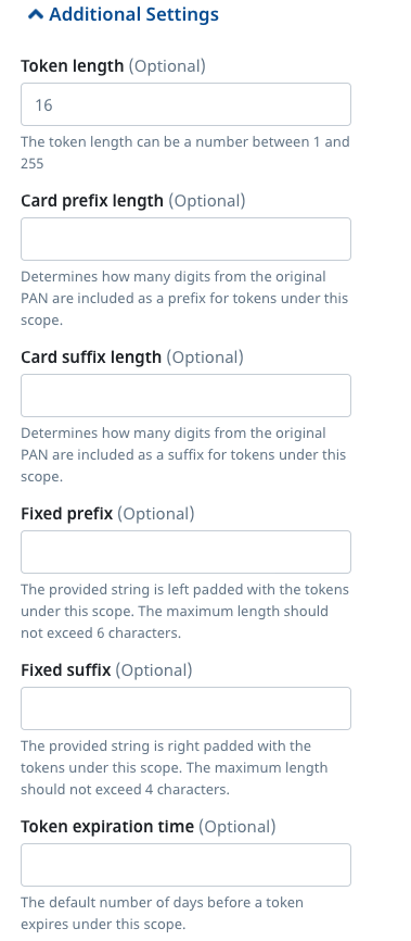 Create Token Scope via Verifone One Additional Settings