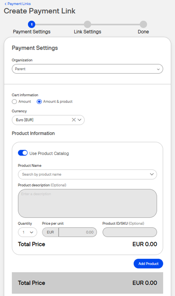 add product details in Pay by Link