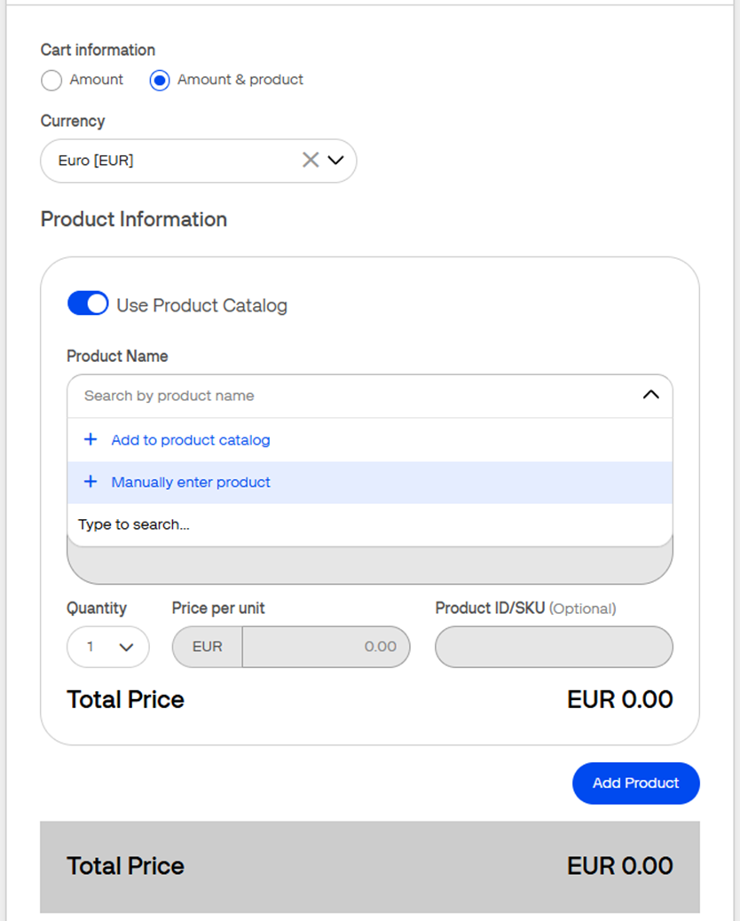 add product: 3 options