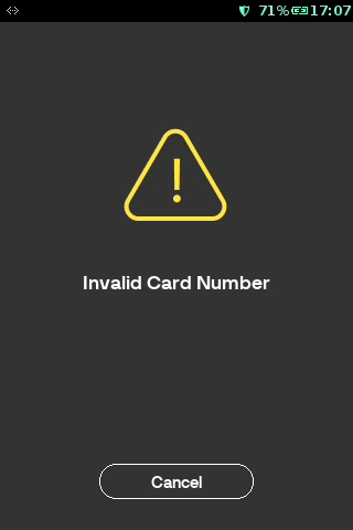 invalid card number