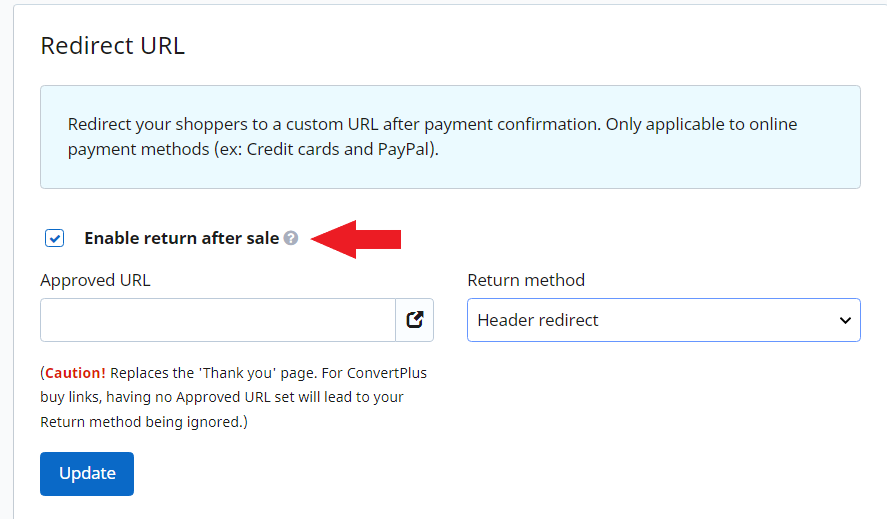 shopify redirect url