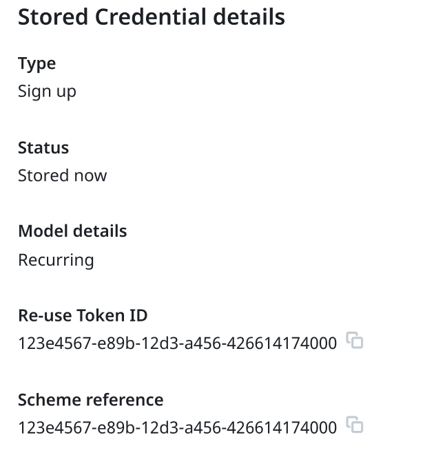 Transaction details tab for Transactions with Stored Credentials