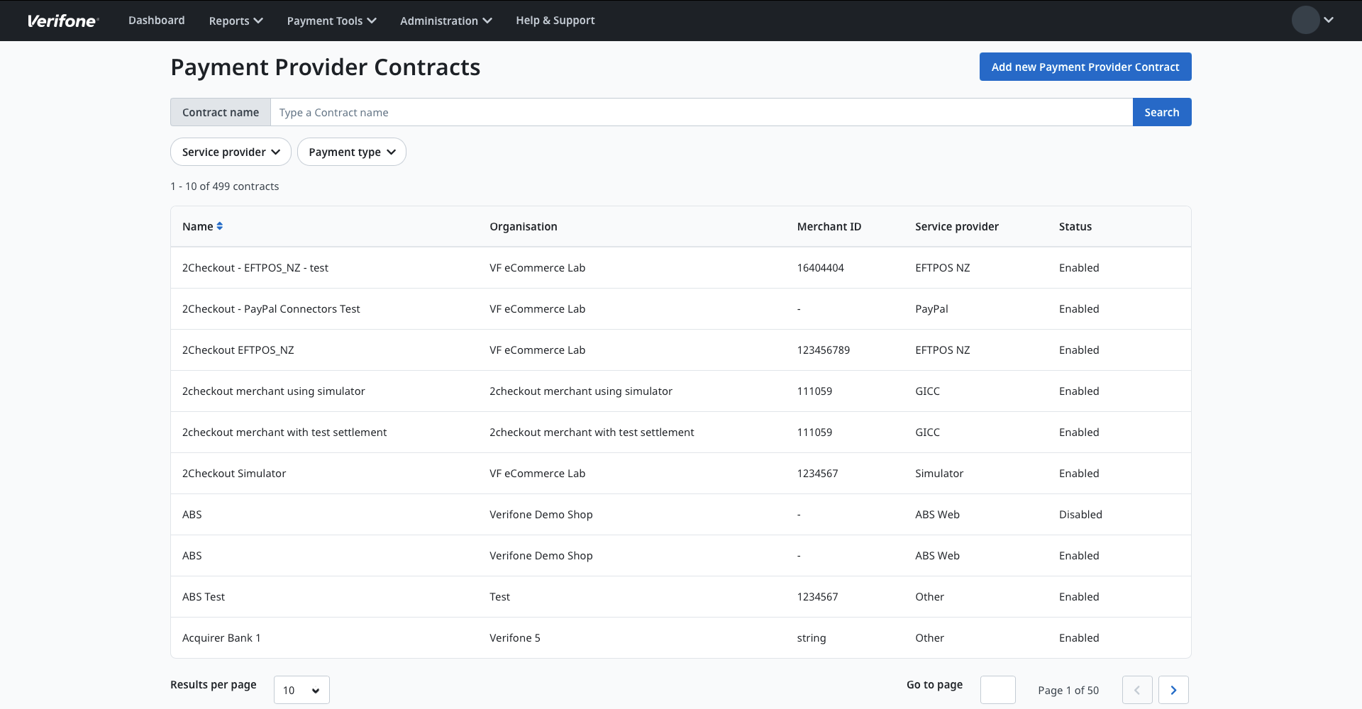 Payment Provider Contract
